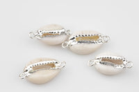 Wholesale Gold Edged Natural Cowrie Shell Puka Shell Beads- 4 Pcs Per order