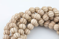 Natural Melon Design Banded Wood Shaped Beads - Sold by 15.5" Strands Gemstone Beads