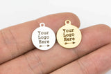 14mm or 20mm 20/50pcs Custom Logo Stainless Steel Jewelry Tags / Charms -- Your Logo Here - Laser Engraved Silver Tone / Gold / Polished