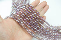 6mm Violet Topaz AB Crystal Smooth Round - 2 strands or 10 strands