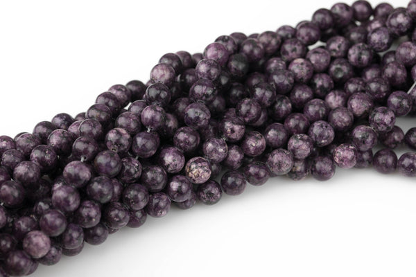 Deep Purple Lepidolite JADE Smooth Round- 8mm -Full Strand 15.5 inch Strand