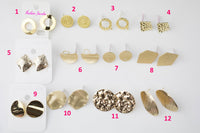 8pcs EARRING STUD FINDINGS High Quality Gold Plating on Solid Brass - Assorted choose your style - 4 pairs / 8 pcs per order.