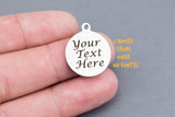 Custom Laser Charms Stainless Steel Personalized Charms - Your Text Here - Laser Engraved Silver Gold Polished-50 Fonts-Bulk Price-14mm 20mm