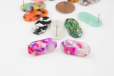 4pcs Tortoise Shell Acetate Hexagon Oval Studs 12x25mm- 1 Hole- 2 pairs per Order- 1b