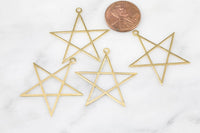 Star BRASS- Charm- 32mm- 4 pcs per Order