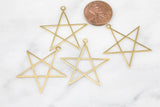 Star BRASS- Charm- 32mm- 4 pcs per Order