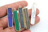 Gemstone Stone Flat Bar Pendant- 10x46mm