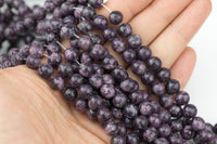 Deep Purple Lepidolite JADE Smooth Round- 8mm -Full Strand 15.5 inch Strand