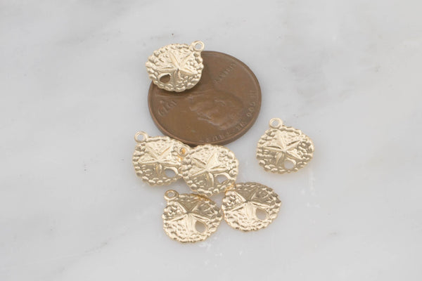 Gold Filled Sand Dollar Sanddollar Charm- 14/20 Gold Filled- USA Product-10mm- 1 piece per order