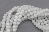 Cats Eye - Selenite Quartz- High Quality in Faceted Round, 4mm, 6mm, 8mm, 10mm, 12mm- Full Strand 15.5 inches Long- White