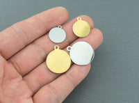 Custom Laser Charms Stainless Steel Personalized Charms - Your Text Here - Laser Engraved Silver Gold Polished-50 Fonts-Bulk Price-14mm 20mm