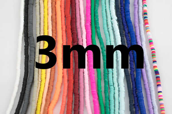 AFRICAN VINYL Soft 3mm Heishi beads Clay Disc - 16 inch strand- 2 Strands Per Order- Assorted Colors