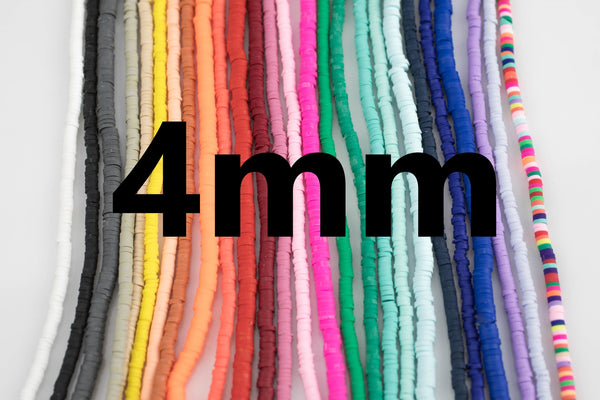 AFRICAN VINYL Beads Soft 4mm Heishi beads Clay Disc - 16 inch strand- 2 Strands Per Order- Assorted Colors