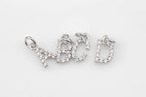 Initial Letter Charms Gold Plated / Silver - Very Dainty and High Quality - Monogram Alphabet Small Diamond Pave A - Z Numbers 0 - 9