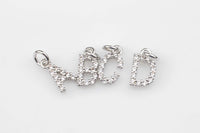 Initial Letter Charms Gold Plated / Silver - Very Dainty and High Quality - Monogram Alphabet Small Diamond Pave A - Z Numbers 0 - 9