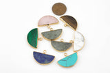 Gemstone Stone Fan Pendant- 18x27mm