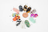 4pcs Tortoise Shell Acetate Hexagon Oval Studs 12x25mm- 1 Hole- 2 pairs per Order- 1b