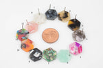 4pcs Tortoise Acetate Shell Hexagon Studs 14mm- 1 Hole- 2 pairs per Order- 1b