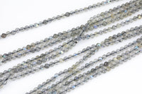 Natural Labradorite- Full Strands-15.5 inches-3mm- Nice Size Hole- Diamond Cutting,High Facets-Nice and Sparkly-Faceted Round