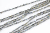 Natural Labradorite- Full Strands-15.5 inches-3mm- Nice Size Hole- Diamond Cutting,High Facets-Nice and Sparkly-Faceted Round