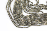 Natural Pyrite Faceted round Beads Full Strands. 4mm, Gemstone Beads