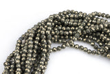 Natural Pyrite Faceted round Beads Full Strands. 4mm or 3mm, Gemstone Beads