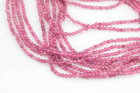 Natural Pink Tourmaline Beads Full Strands-15.5 inches-2.5mm- Nice Size Hole- Diamond Cutting, Nice and Sparkly- Faceted Round