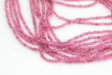 Natural Pink Tourmaline Beads Full Strands-15.5 inches-2.5mm- Nice Size Hole- Diamond Cutting, Nice and Sparkly- Faceted Round