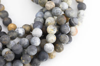 Natural Dendritic Opal Matte round sizes, 4mm, 6mm, 8mm, 10mm, 12mm - In Full 15.5 inch Strand- AA Quality Smooth Gemstone Beads