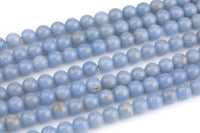 Natural Angelite Beads - Round - 6mm 8mm 10mm or 12mm - Full 15.5" 15.5 inch strands AAA Quality AAA Quality Smooth Gemstone Beads