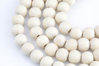 Natural Cream Colored Pale Tan Wooden Off Round Shaped Beads with 2mm Holes - Sold by 15.5" Strands Gemstone Beads