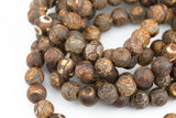 Natural Dzi Beads Dark Brown Eye Matt Round Beads. A Quality Full Strand Gemstone Beads