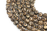 Dzi Beads Dark Brown Eye Matt Round Beads. A Quality Full Strand