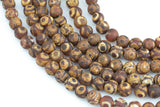 Natural Dzi Beads Dark Reddish Brown Eye Grade AAA Matte Round Beads Full Strand 8mm 10mm Gemstone Beads