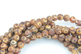 Natural Dzi Beads Dark Reddish Brown Eye Grade AAA Matte Round Beads Full Strand 8mm 10mm Gemstone Beads