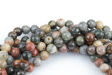 Natural Titanium Picasso Jasper Grade AAA Faceted Round 6mm, 8mm, 10mm, 12mm -Full Strand 15.5 inch Strand Gemstone Beads