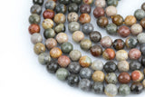 Natural Titanium Picasso Jasper Grade AAA Faceted Round 6mm, 8mm, 10mm, 12mm -Full Strand 15.5 inch Strand Gemstone Beads