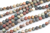 Natural Picasso Jasper Grade AAA Matte Round 6mm, 8mm, 10mm, 12mm, 14mm- Full 16 Inch Strand Smooth Gemstone Beads