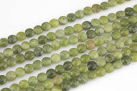 Natural Olive Jade- Full Strands-15.5 inches-6mm- Nice Size Hole- Diamond Cutting,High Facets-Nice and Sparkly-Faceted Coin Gemstone Beads