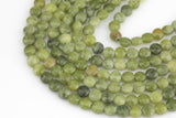 Natural Olive Jade- Full Strands-15.5 inches-6mm- Nice Size Hole- Diamond Cutting,High Facets-Nice and Sparkly-Faceted Coin Gemstone Beads