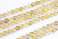 Natural Rutilated Quartz- Full Strands-15.5 inches-7mm- Nice Size Hole- Diamond Cutting,High Facets-Nice and Sparkly-Faceted Coin