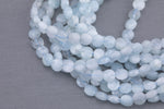 Natural Aquamarine- Full Strands-15.5 inches-5mm- Nice Size Hole- Diamond Cutting,High Facets-Nice and Sparkly-Faceted Coin Gemstone Beads