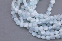 Natural Aquamarine- Full Strands-15.5 inches-5mm- Nice Size Hole- Diamond Cutting,High Facets-Nice and Sparkly-Faceted Coin Gemstone Beads