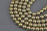 Titanium Pyrite- Light Gold Metallic HEMATITE Beads. Round Smooth. 2mm,3mm, 4mm, 6mm, 8mm,10mm or 12mm. Full Strand 16". AAA Quality