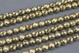 Titanium Pyrite- PYRITE-COLOR Light Gold Hematite Faceted Round 2mm, 3mm, 4mm, 6mm, 8mm-Full Strand 15.5 inch Strand