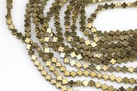 Titanium Pyrite- CROSS Hematite Strands- Light Gold- 4mm- Tiny Size