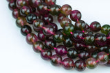 Watermelon-JADE Smooth Round- 6mm 8mm 10mm 12mm-Full Strand 15.5 inch Strand