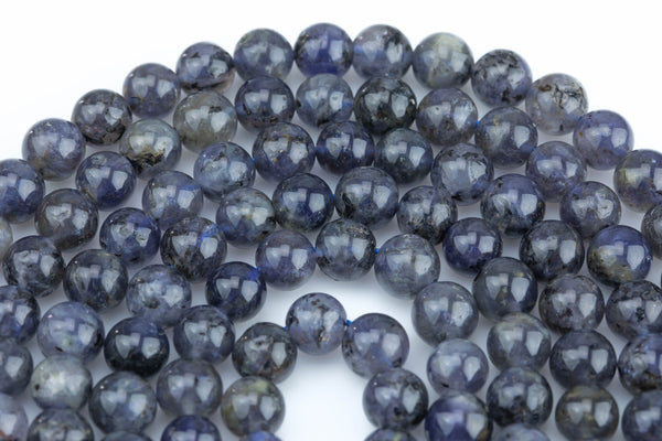 Natural Iolite Beads Full Strands-15.5 inches- Nice Size Hole-Polished Plain Round- 8mm, 10mm, 12mm- A quality A Quality Smooth