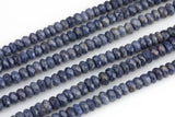 Natural Sapphire in full strands, Faceted Roundel- 4x6mm- Full 18 Inch strand AAA Quality Gemstone Beads