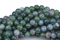 Natural Moss Grass Agate Beads Grade AAA Round- 4mm, 6mm, 8mm, 10mm, 12mm- Full 15.5 Inch Strand AAA Quality Smooth Gemstone Beads